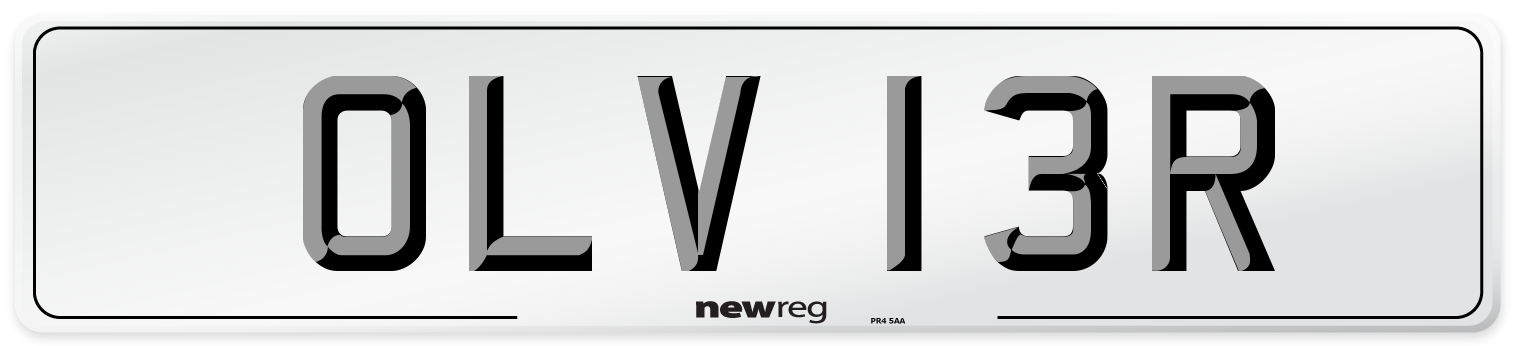OLV 13R Number Plate from New Reg